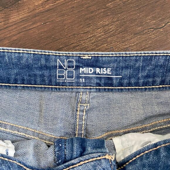 Y2K 2000s Mini Distressed Light Blue Denim Jean Jeans Mini Skirt Mid Rise M / L - Picture 3 of 5